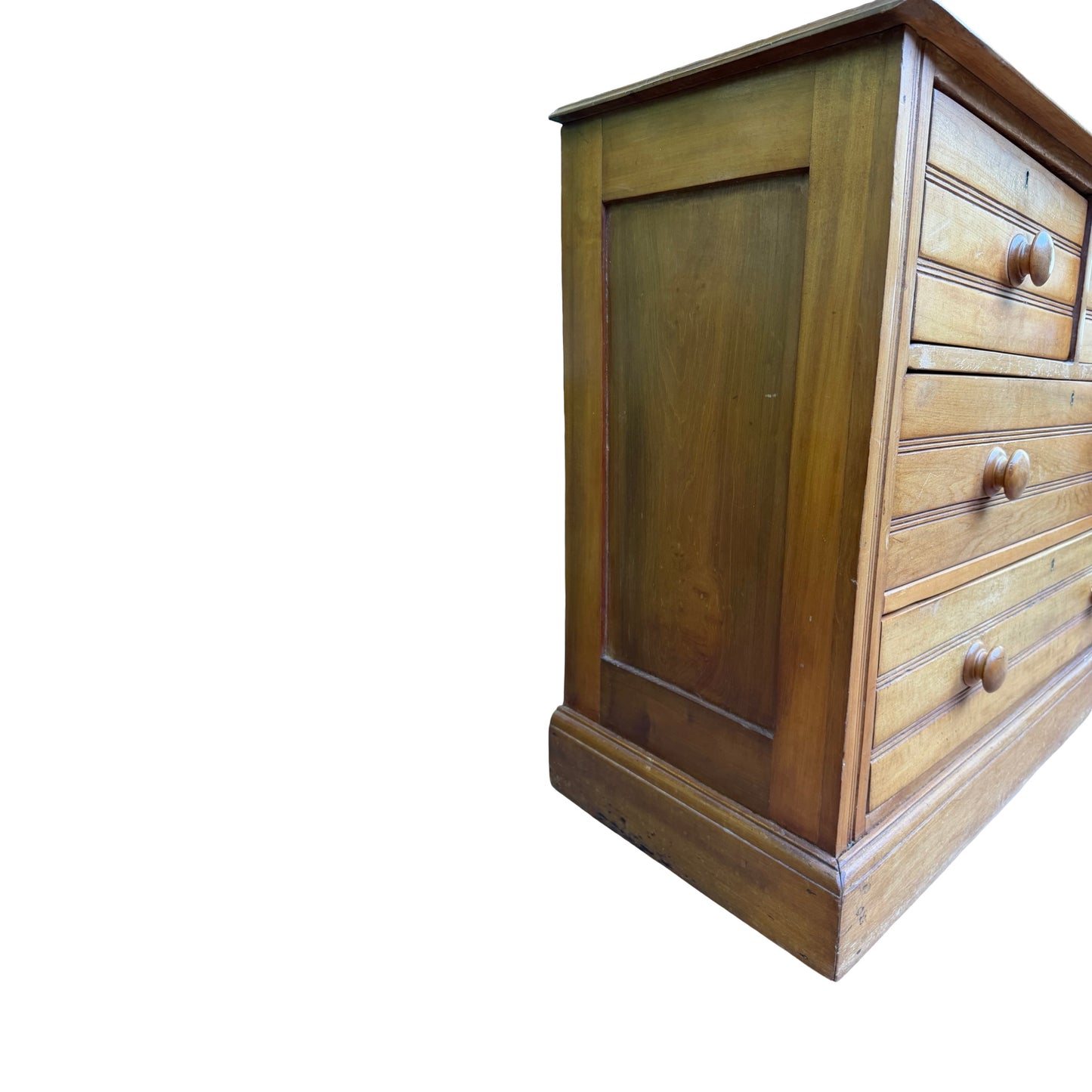 Antique Victorian Pine Chest of Drawers - 2 over 2 Reeded Dresser Storage 107cm