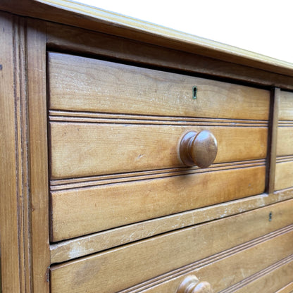 Antique Victorian Pine Chest of Drawers - 2 over 2 Reeded Dresser Storage 107cm