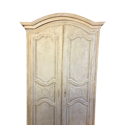 Antique French Armoire - Large Carved Arched Wardrobe Shabby Chic Project 217cm