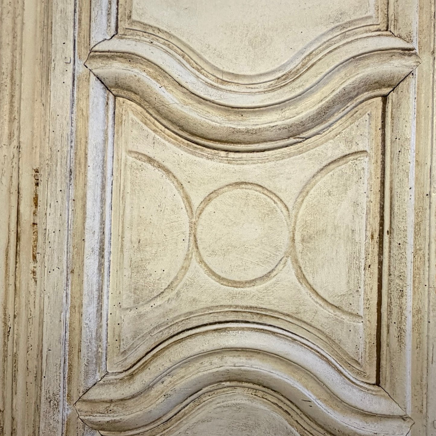Antique French Armoire - Large Carved Arched Wardrobe Shabby Chic Project 217cm