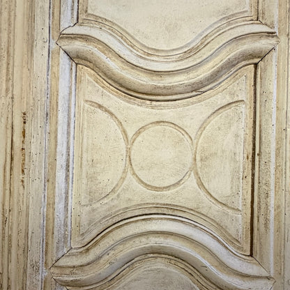 Antique French Armoire - Large Carved Arched Wardrobe Shabby Chic Project 217cm