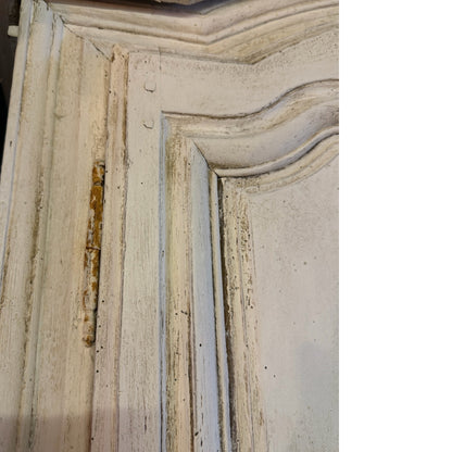 Antique French Armoire - Large Carved Arched Wardrobe Shabby Chic Project 217cm