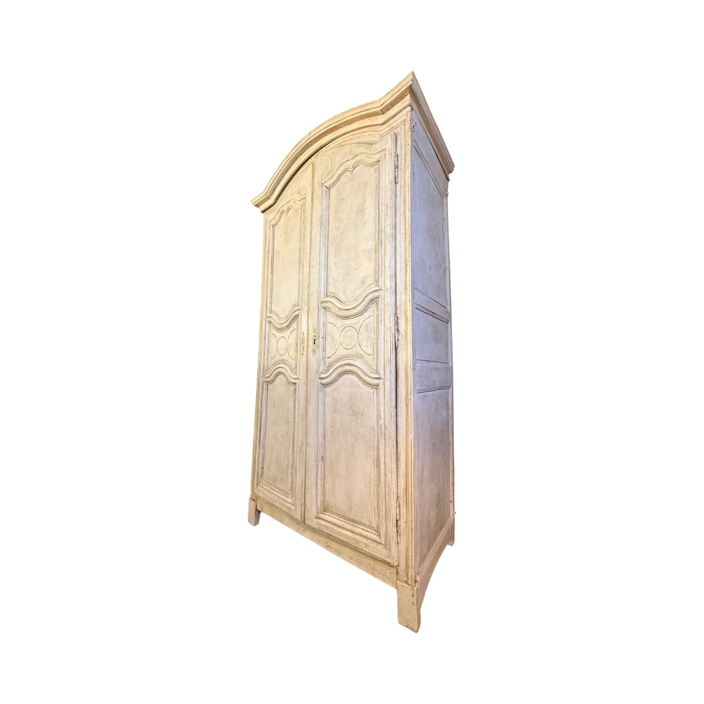 Antique French Armoire - Large Carved Arched Wardrobe Shabby Chic Project 217cm