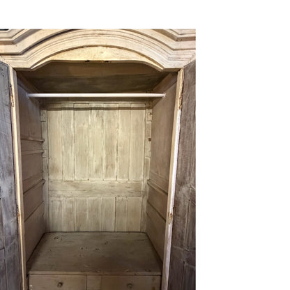 Antique French Armoire - Large Carved Arched Wardrobe Shabby Chic Project 217cm