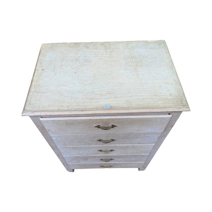 Vintage Whitewashed Tallboy - 5 Drawer Slim Chest of Drawers Storage 90cm High