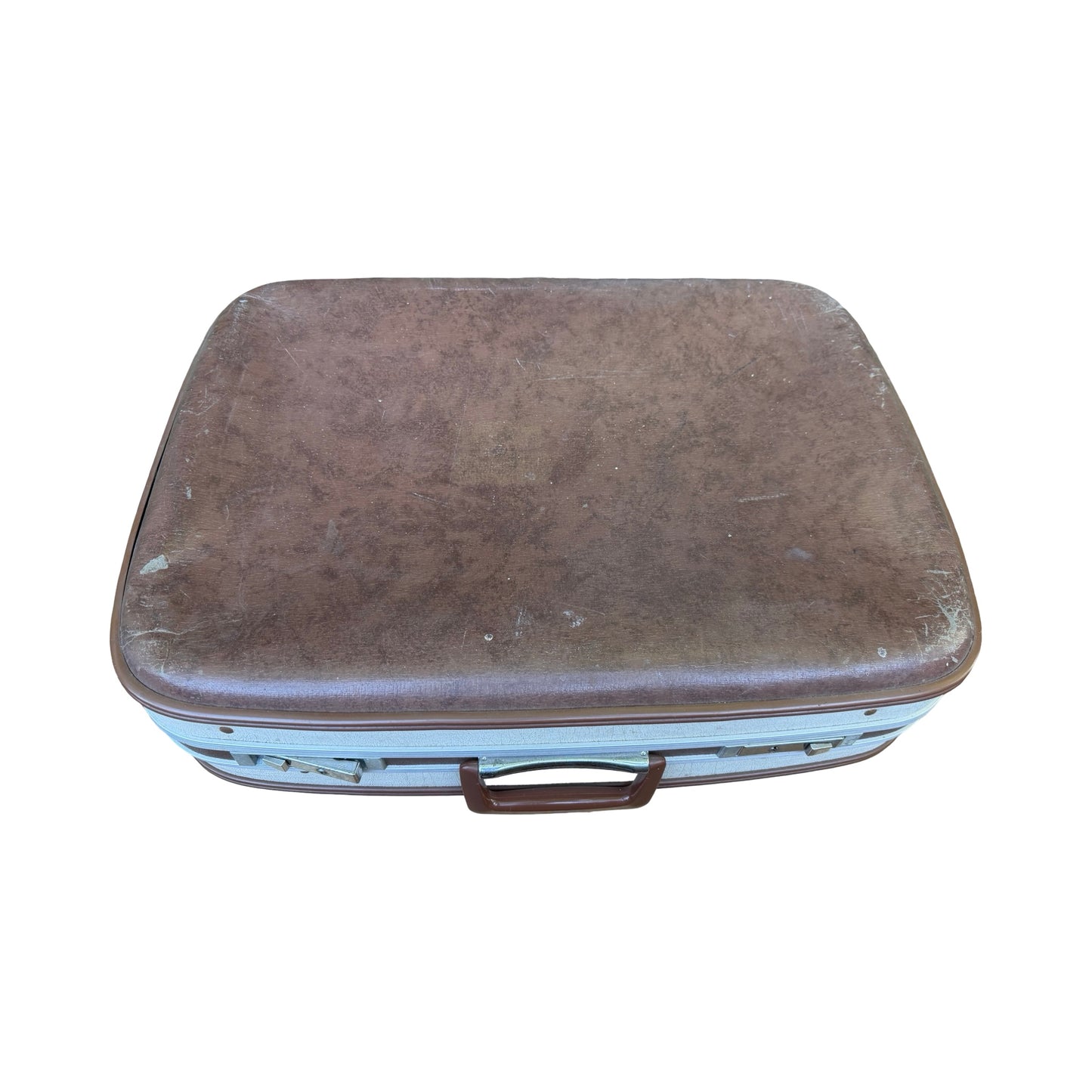 Vintage Two-Tone Hard Shell Suitcase - Retro Prop Luggage Display Case 61cm