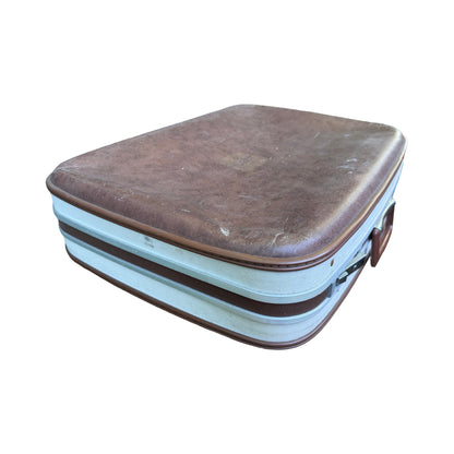 Vintage Two-Tone Hard Shell Suitcase - Retro Prop Luggage Display Case 61cm