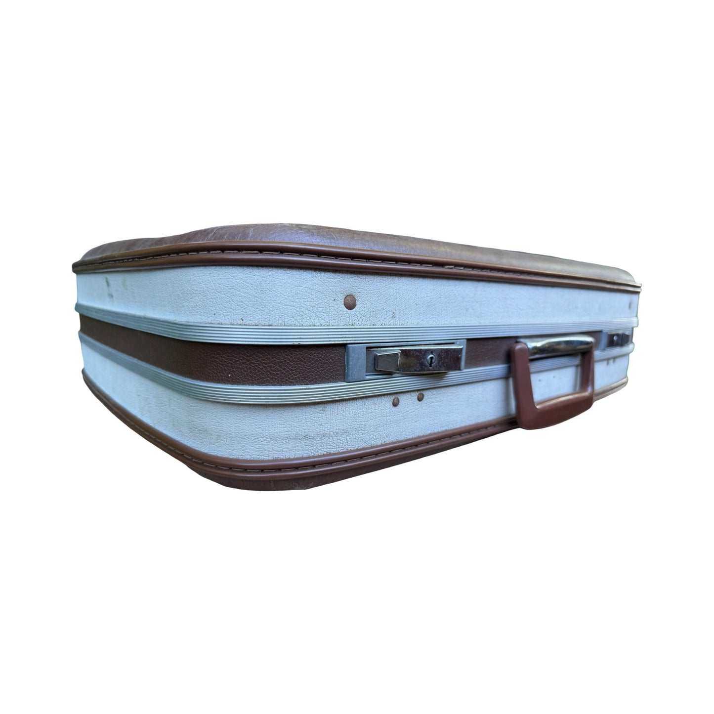 Vintage Two-Tone Hard Shell Suitcase - Retro Prop Luggage Display Case 61cm