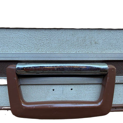 Vintage Two-Tone Hard Shell Suitcase - Retro Prop Luggage Display Case 61cm