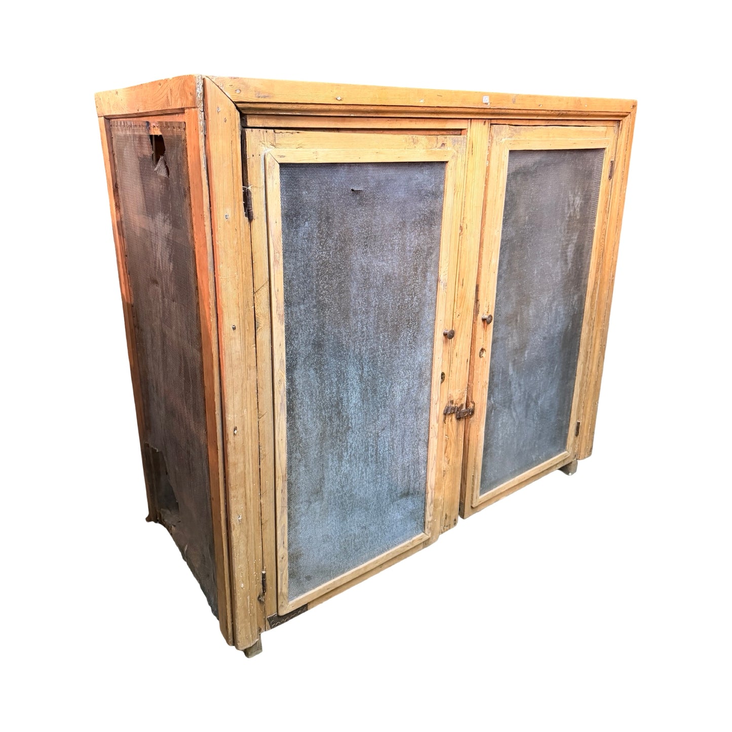 Antique Pine Meat Safe - Large Rustic Mesh Kitchen Larder Cupboard Pantry