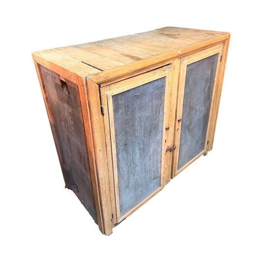 Antique Pine Meat Safe - Large Rustic Mesh Kitchen Larder Cupboard Pantry