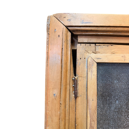 Antique Pine Meat Safe - Large Rustic Mesh Kitchen Larder Cupboard Pantry