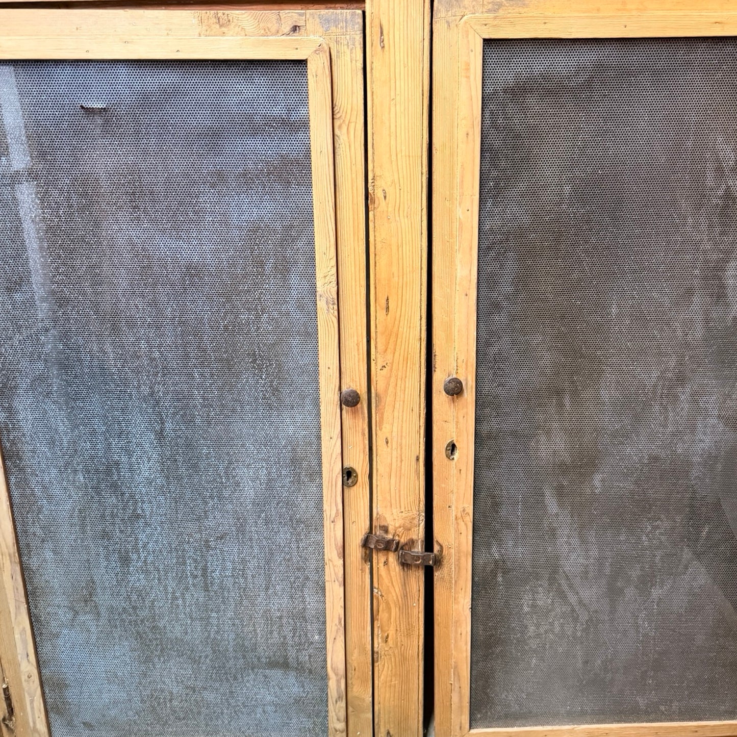 Antique Pine Meat Safe - Large Rustic Mesh Kitchen Larder Cupboard Pantry