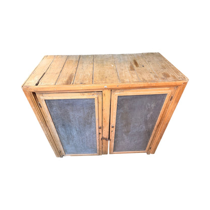 Antique Pine Meat Safe - Large Rustic Mesh Kitchen Larder Cupboard Pantry