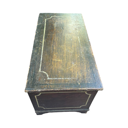 Vintage Hand Painted Folk Art Blanket Chest - Large Floral Pine Trunk Box 105cm