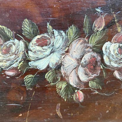 Vintage Hand Painted Folk Art Blanket Chest - Large Floral Pine Trunk Box 105cm