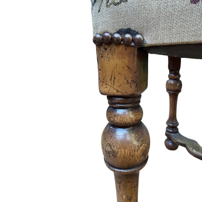 Set of 4 High Back Dining Chairs - Tapestry Fruit Print Oak Finish Chairs Set