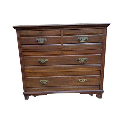 Antique Victorian Mahogany Chest of Drawers - 2 over 2 Dresser Storage