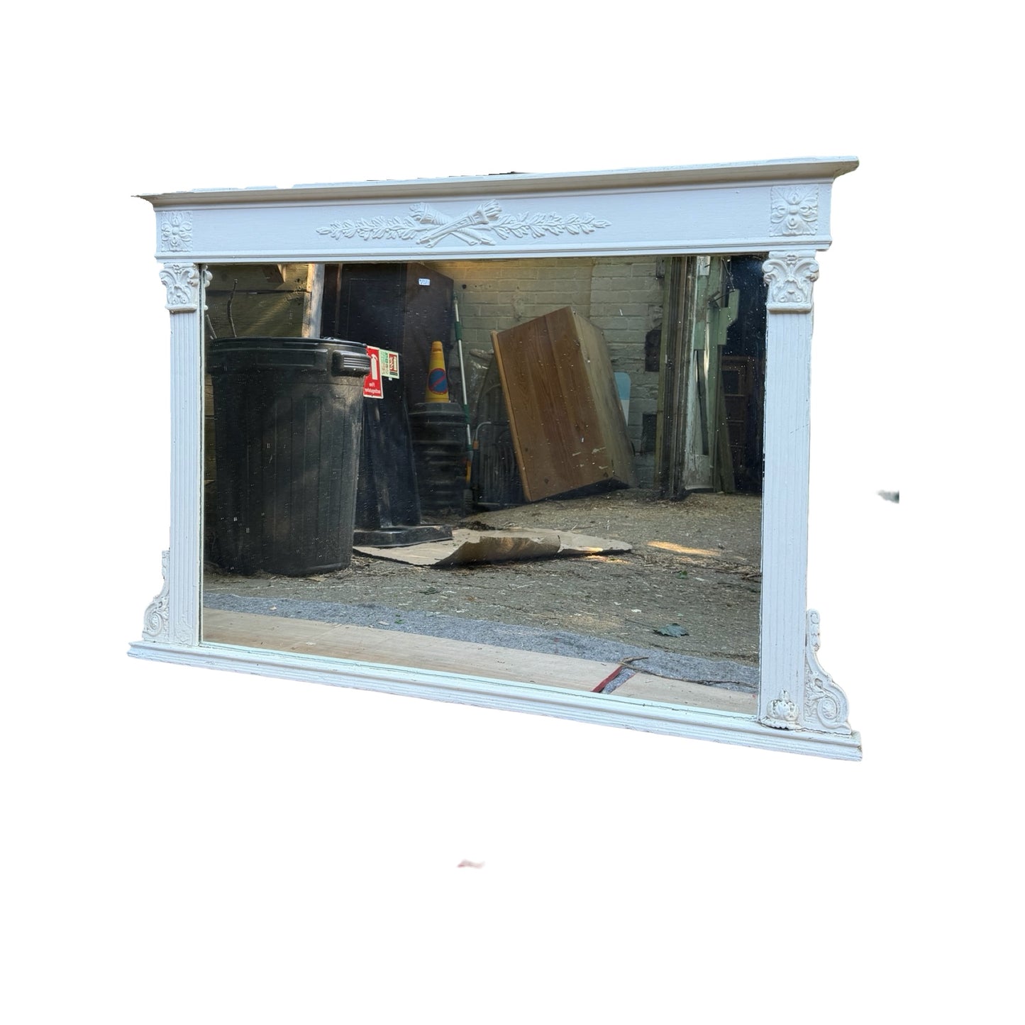 Antique Victorian Overmantle Mirror - Distressed Shabby Chic Project Wall Mirror
