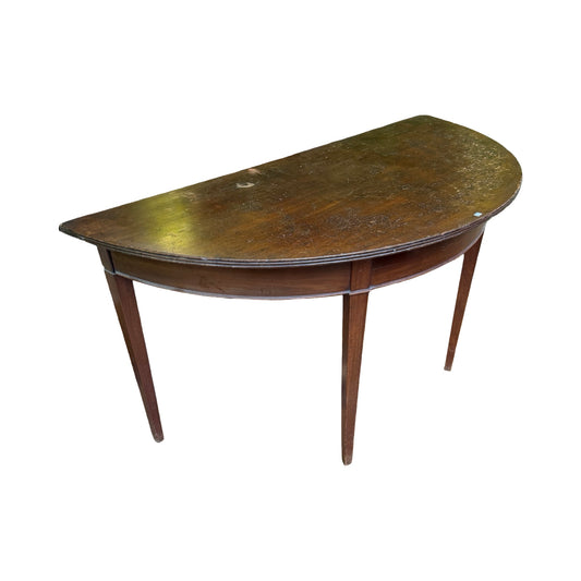 Antique Georgian Demi-Lune Mahogany Console Table - Large Half Moon Side Table