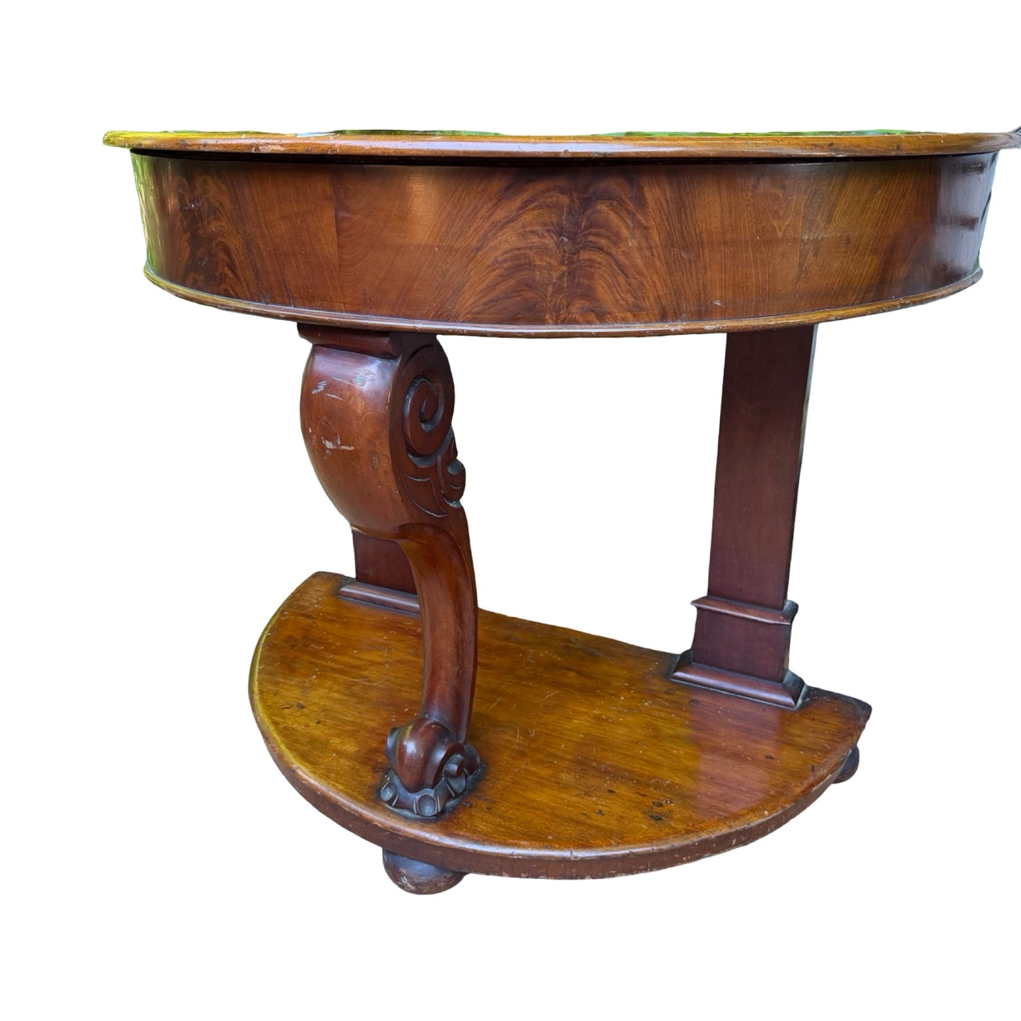 Antique Victorian Mahogany Console Table - Half Moon Demi Lune Hall Side Table