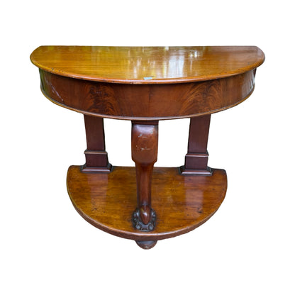 Antique Victorian Mahogany Console Table - Half Moon Demi Lune Hall Side Table