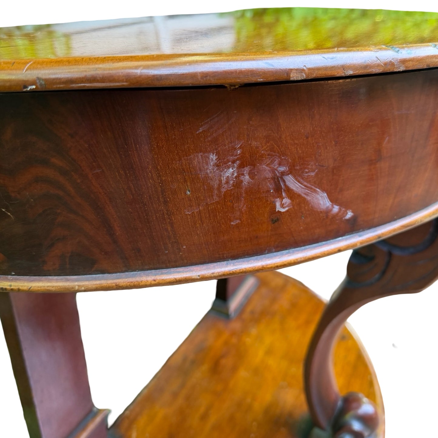 Antique Victorian Mahogany Console Table - Half Moon Demi Lune Hall Side Table