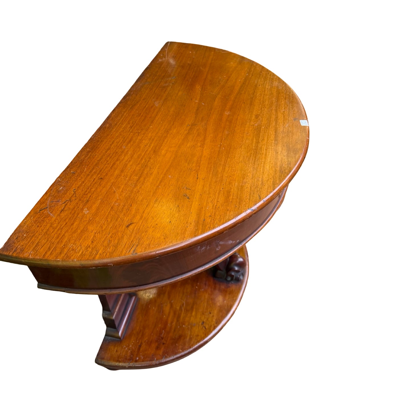Antique Victorian Mahogany Console Table - Half Moon Demi Lune Hall Side Table
