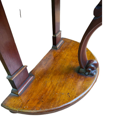 Antique Victorian Mahogany Console Table - Half Moon Demi Lune Hall Side Table