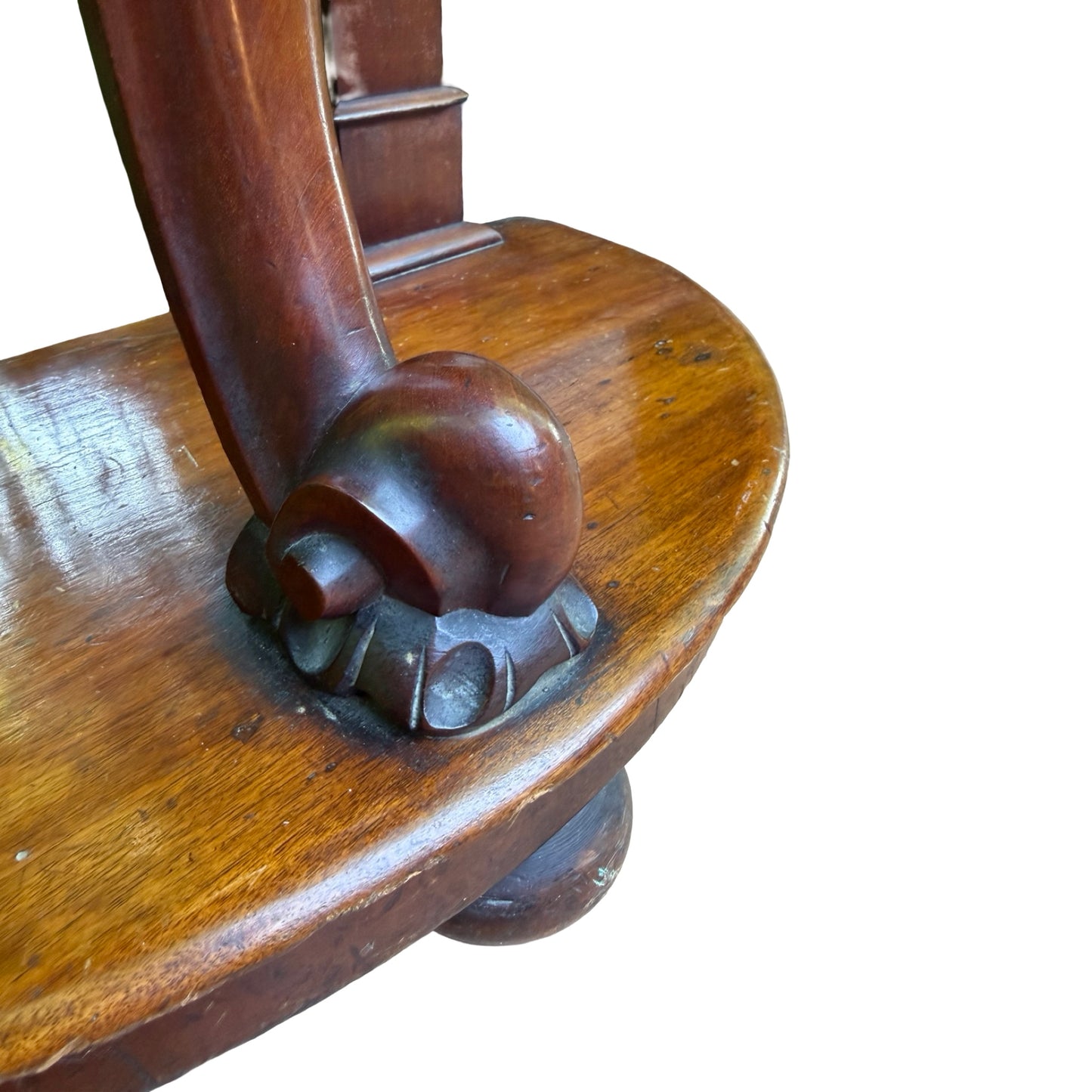 Antique Victorian Mahogany Console Table - Half Moon Demi Lune Hall Side Table