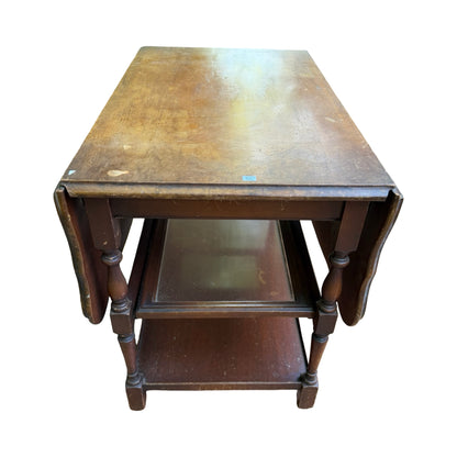 Vintage Imperial Grand Rapids Mahogany Drop Leaf Table with Glass Service Tray