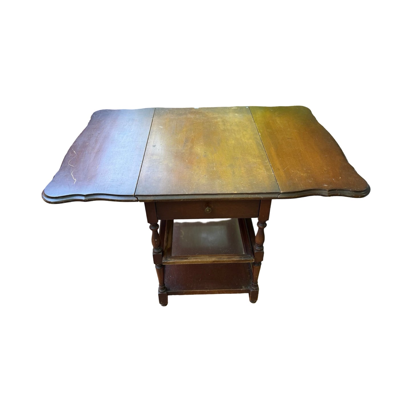 Vintage Imperial Grand Rapids Mahogany Drop Leaf Table with Glass Service Tray