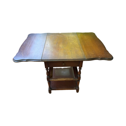Vintage Imperial Grand Rapids Mahogany Drop Leaf Table with Glass Service Tray