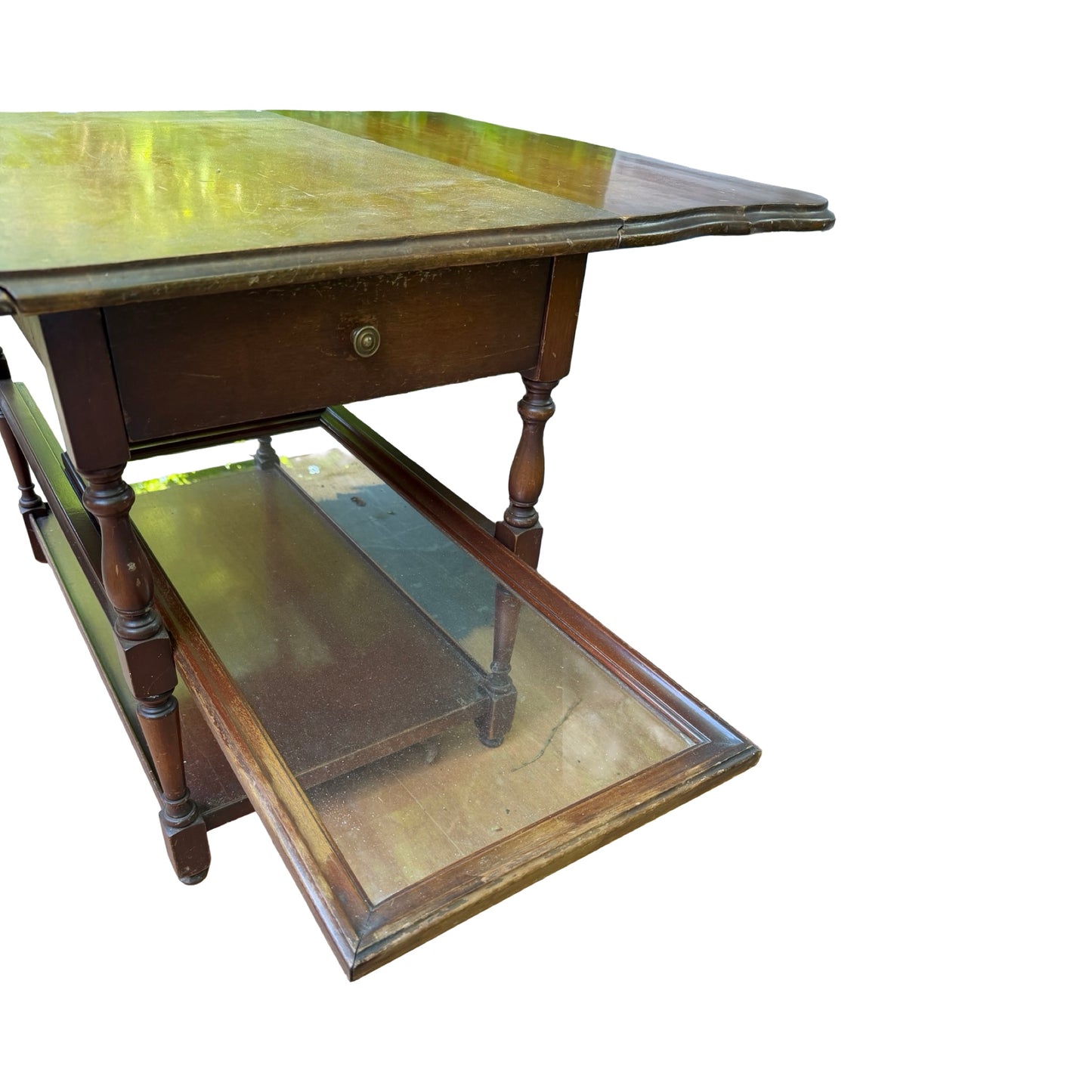 Vintage Imperial Grand Rapids Mahogany Drop Leaf Table with Glass Service Tray