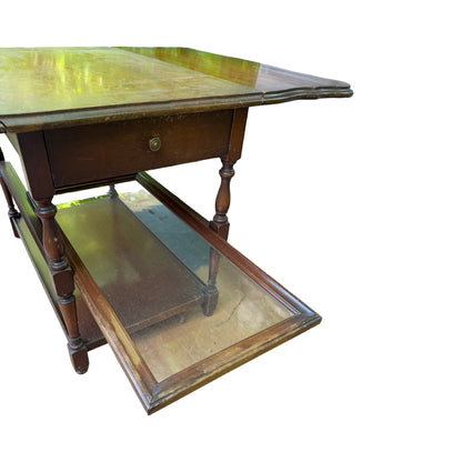 Vintage Imperial Grand Rapids Mahogany Drop Leaf Table with Glass Service Tray