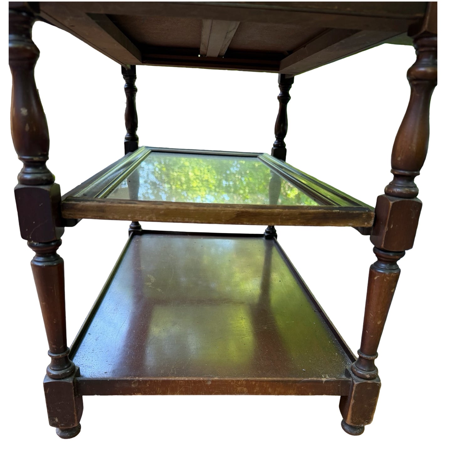 Vintage Imperial Grand Rapids Mahogany Drop Leaf Table with Glass Service Tray