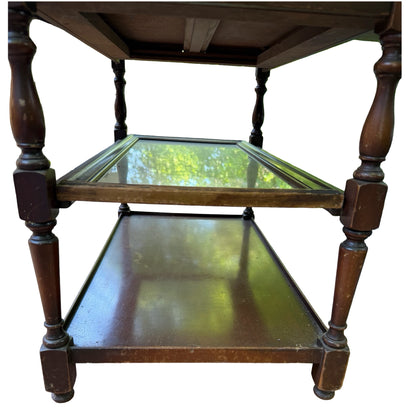 Vintage Imperial Grand Rapids Mahogany Drop Leaf Table with Glass Service Tray