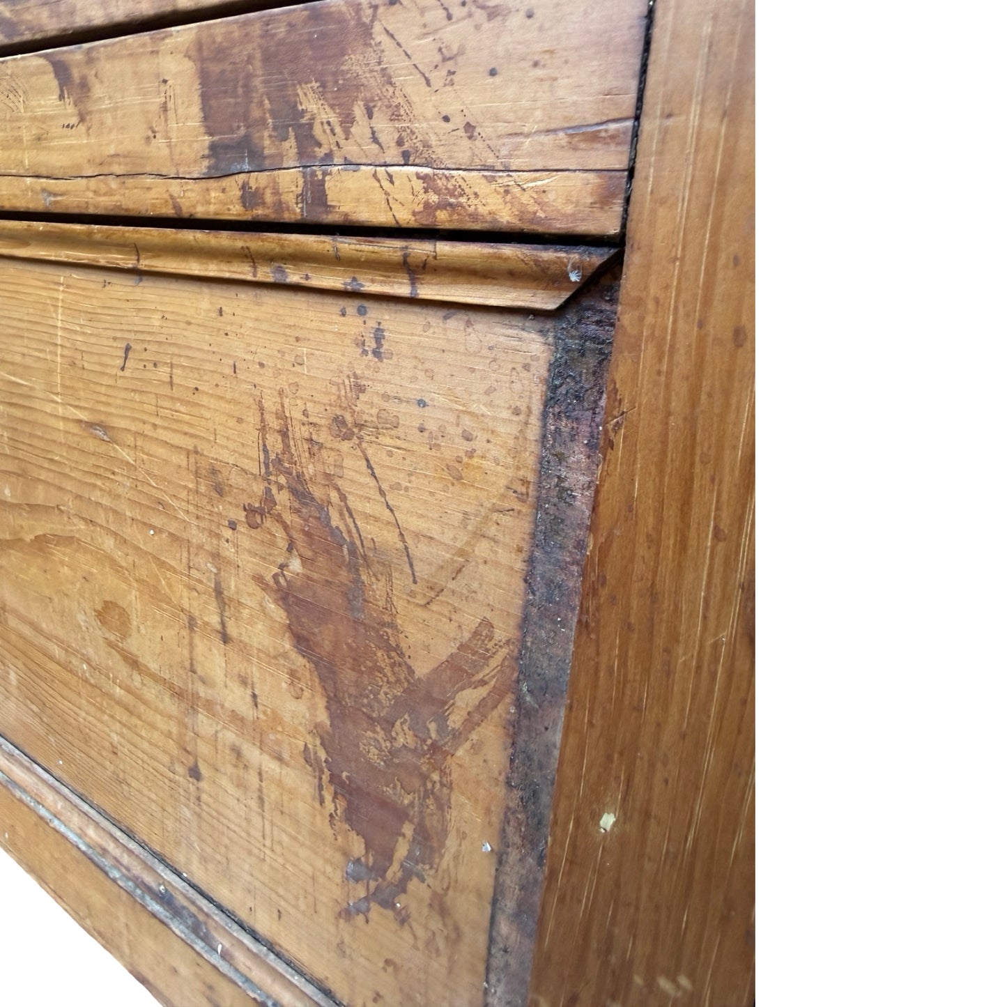 Antique Pine Tool Chest - Vintage Wood Storage Box with Brass Carry Handle 44cm