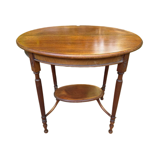 Antique Edwardian Mahogany Lamp Table - 2 Tier Oval Side Table Project