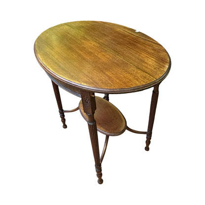Antique Edwardian Mahogany Lamp Table - 2 Tier Oval Side Table Project