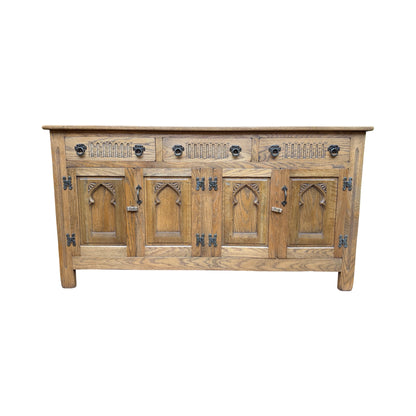 Webber Furniture Oak Sideboard - Large Tudor Style Buffet Credenza Cabinet 152cm