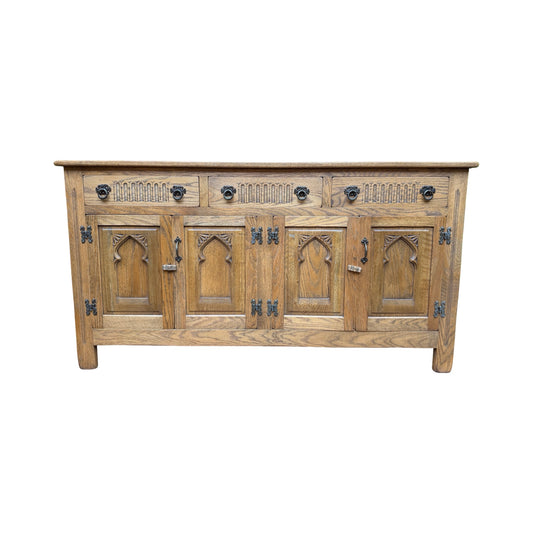Webber Furniture Oak Sideboard - Large Tudor Style Buffet Credenza Cabinet 152cm