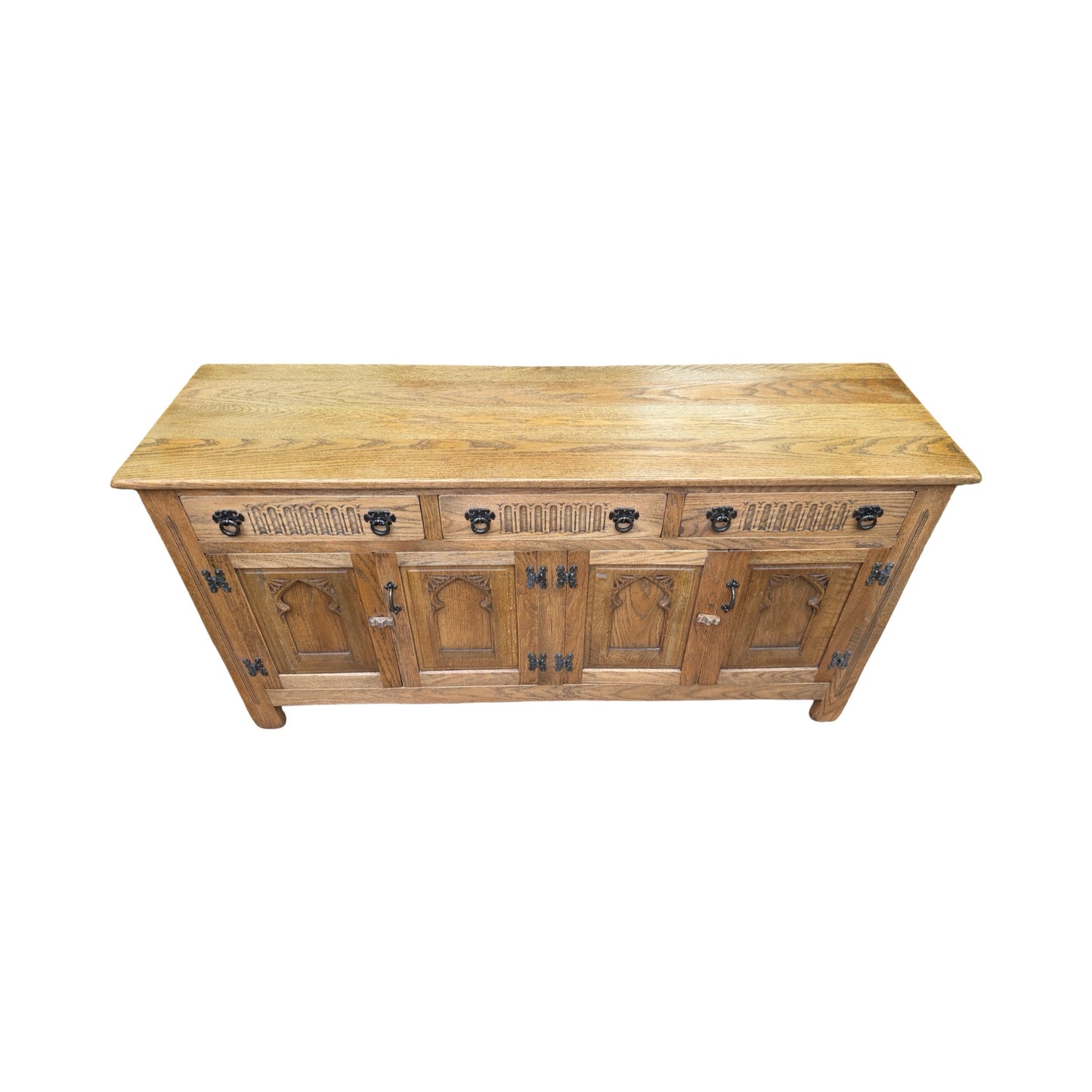 Webber Furniture Oak Sideboard - Large Tudor Style Buffet Credenza Cabinet 152cm