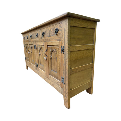 Webber Furniture Oak Sideboard - Large Tudor Style Buffet Credenza Cabinet 152cm