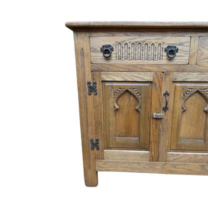 Webber Furniture Oak Sideboard - Large Tudor Style Buffet Credenza Cabinet 152cm