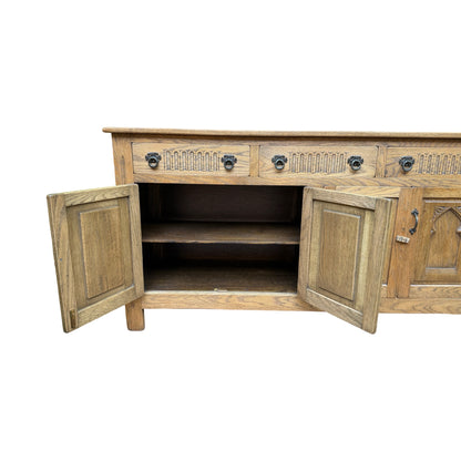 Webber Furniture Oak Sideboard - Large Tudor Style Buffet Credenza Cabinet 152cm