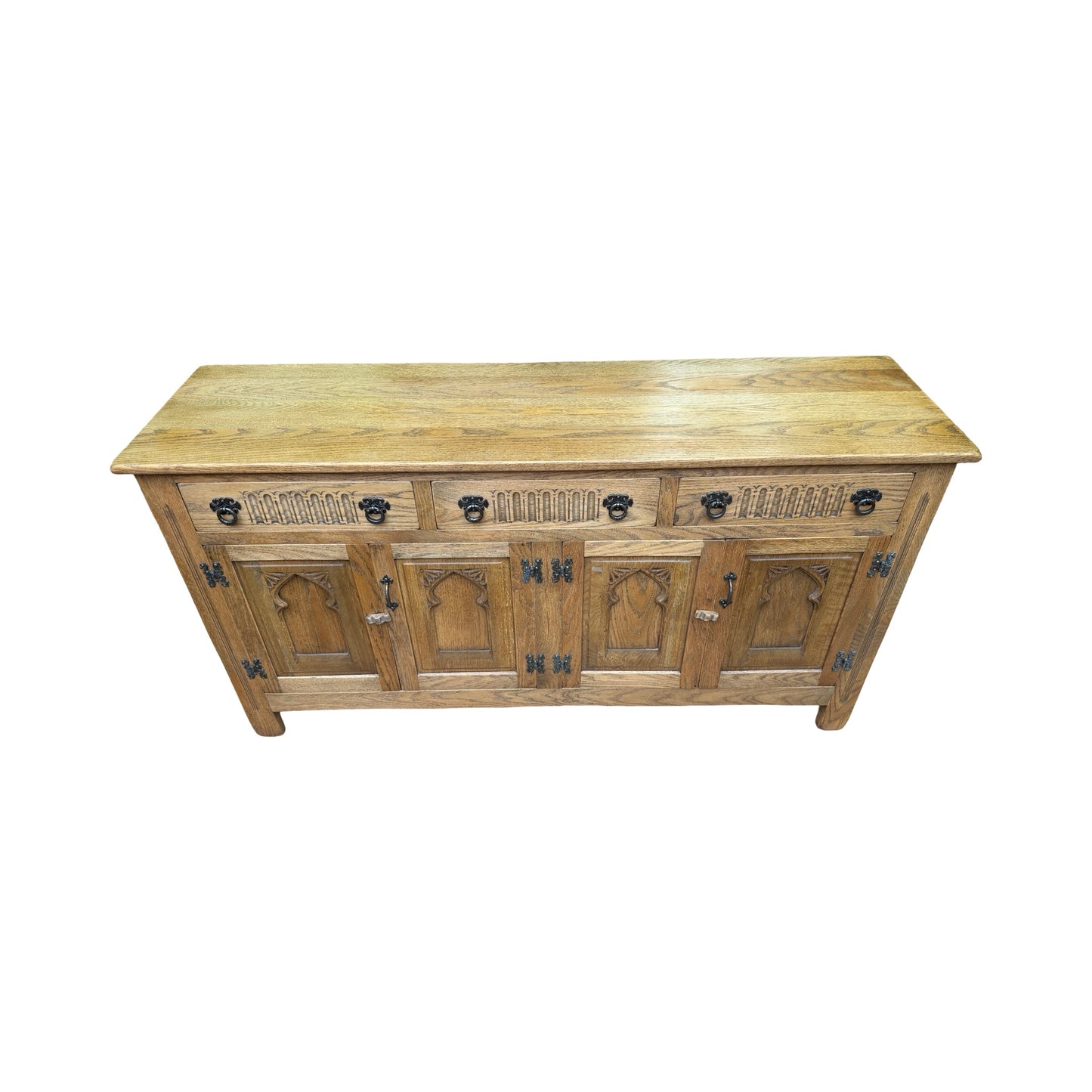 Webber Furniture Oak Sideboard - Large Tudor Style Buffet Credenza Cabinet 152cm