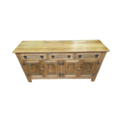 Webber Furniture Oak Sideboard - Large Tudor Style Buffet Credenza Cabinet 152cm