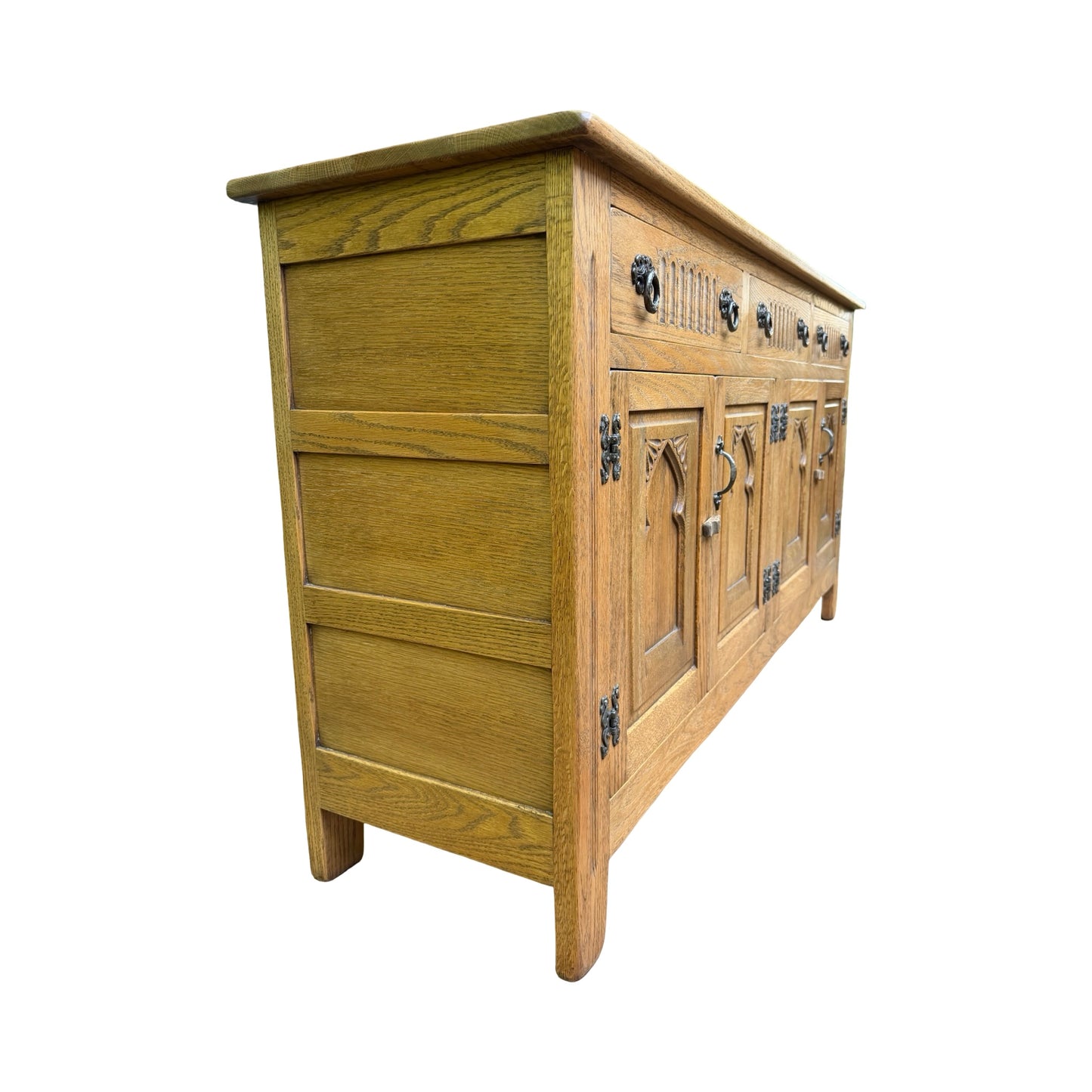 Webber Furniture Oak Sideboard - Large Tudor Style Buffet Credenza Cabinet 152cm