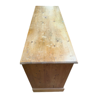 Large Vintage Pine Pedestal Desk - 8 Drawer Twin Pedestal Dressing Table 138cm